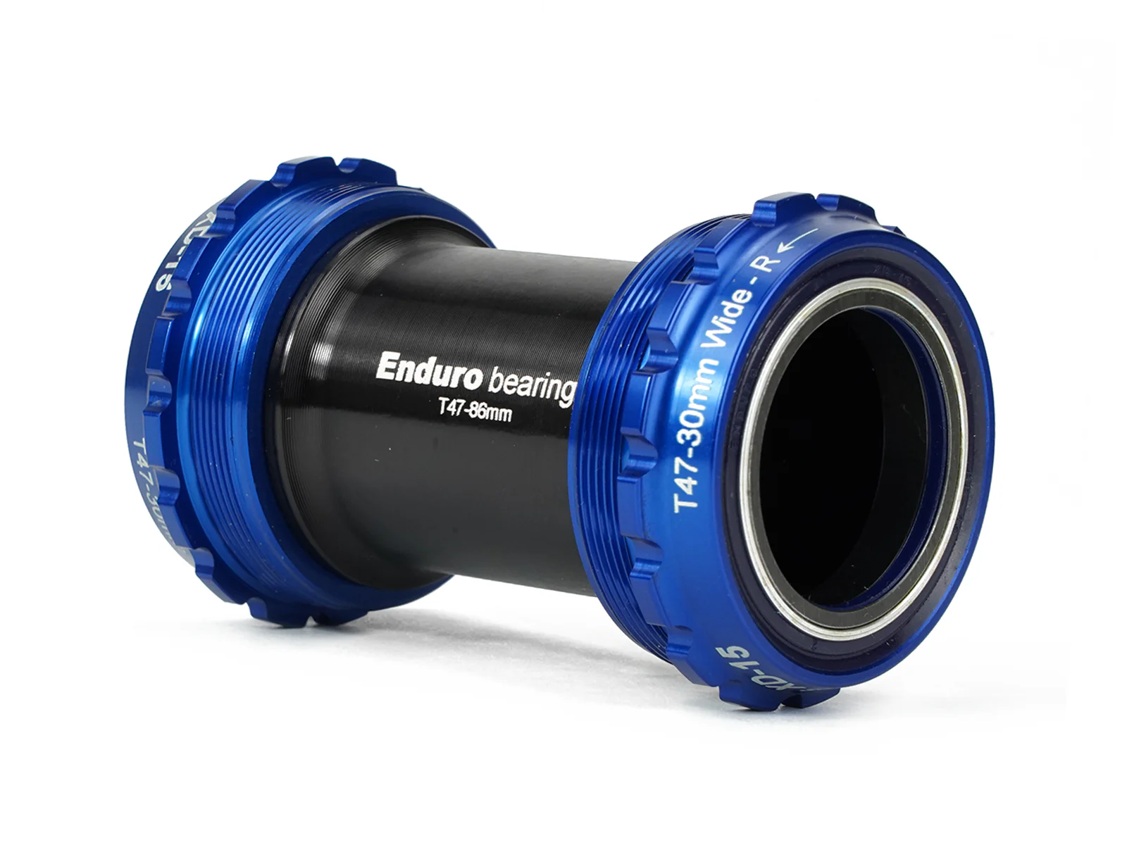 BKC-0732 - T47-External Threaded, Ceramic Hybrid, XD15 Corsa, 45 degree Angular Contact, Bearing Bottom Bracket for T47 Framesets and 30mm Cranksets (over 104 mm wide) - Blue