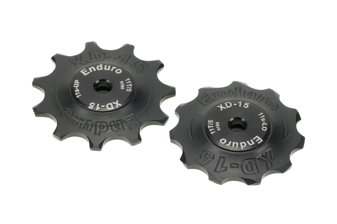 BKCJ-0341 - 11 tooth, XD15 Ceramic Hybrid Bearing, Machined Delrin Derailleur Pulleys for 11 speed Shimano Dura Ace (9000 Series) and Ultegra (8000 Series) Derailleurs (5mm bolt hole) - Black