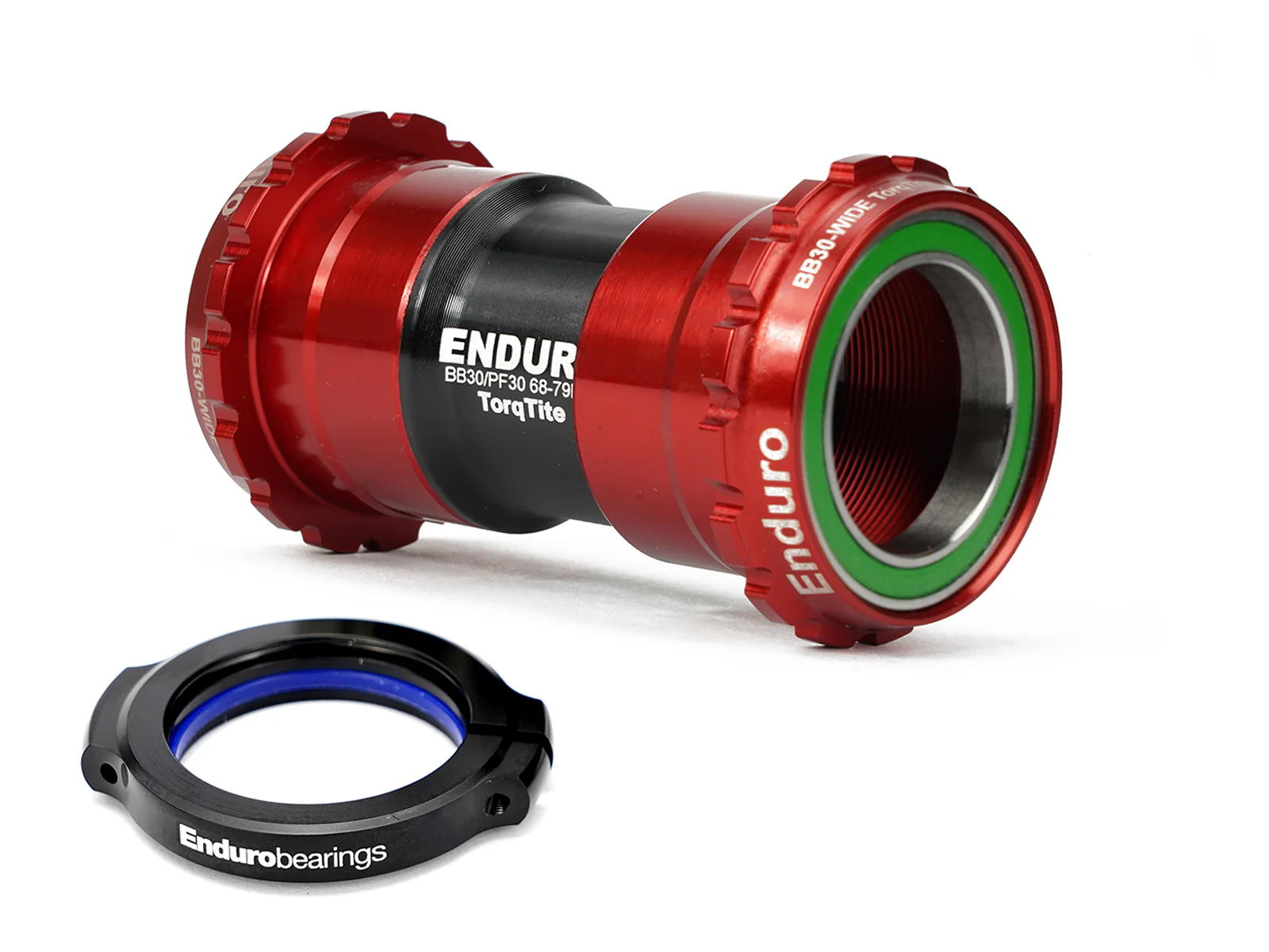 BKS-0158 - TorqTite, 440C Stainless, Angular Contact, Bearing Bottom Bracket for BB30 Framesets and 30mm Cranksets (spindle length 104mm or longer) - Red