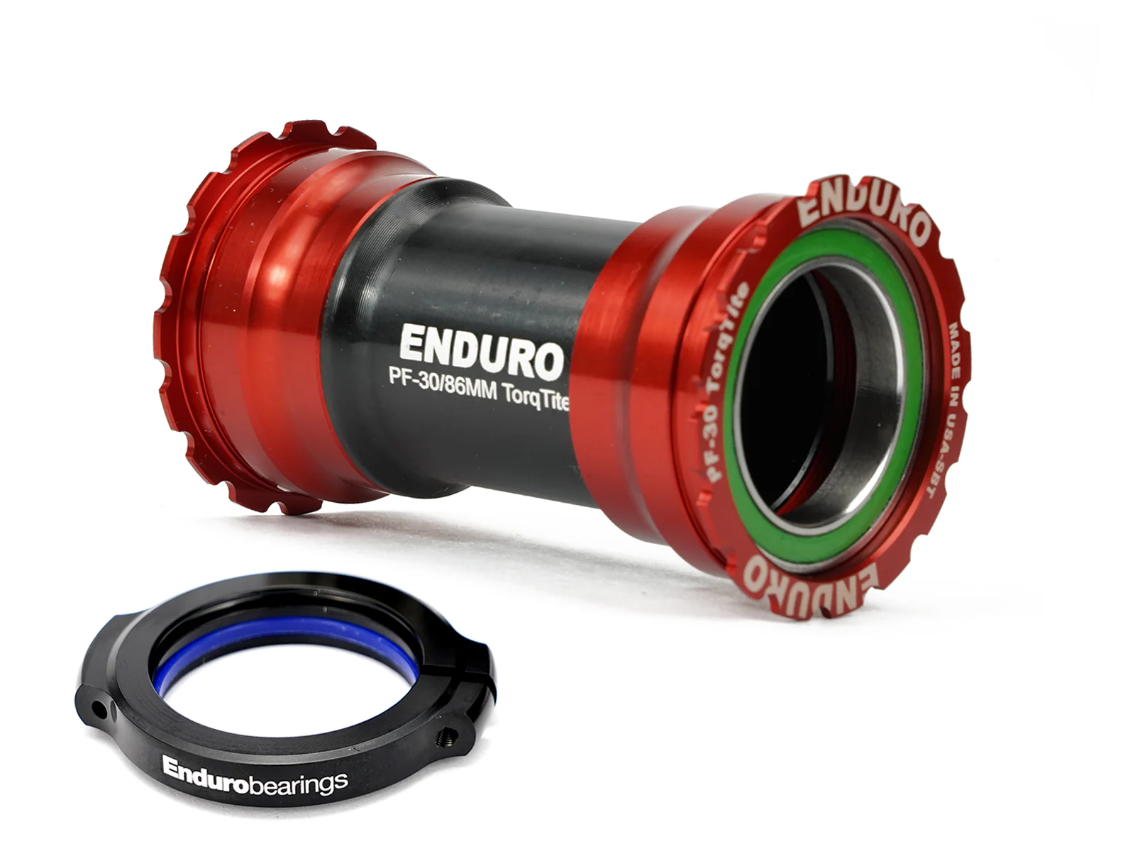 BKS-0160 - TorqTite, 440C Stainless, Angular Contact, Bearing Bottom Bracket for BB386 Framesets and 30mm Cranksets (current spindle length standard of 104mm or longer) - Red