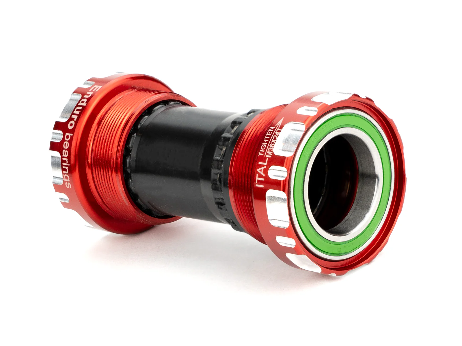 BKS-02348 - Italian Thread-In, Angular Contact, 440C Stainless Bottom Bracket for Shimano 24mm Cranksets - Red